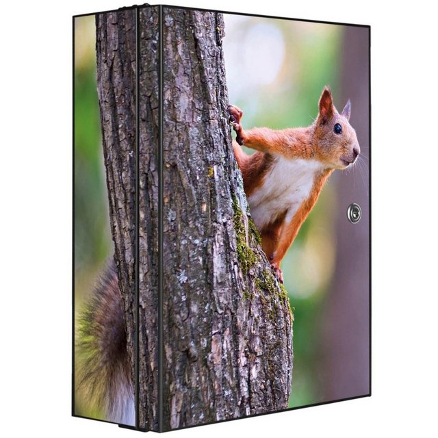 banjado Medizinschrank “Stahl Eichhörnchen” (abschließbar, 3 große und 2 kleine Fächer) 35 x 46 x 15cm