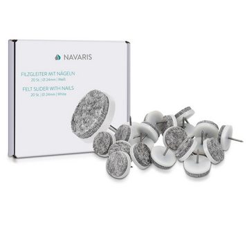 Navaris Möbelfuß 20x Filzgleiter mit Nagel - 24mm rund - Bodenschutz für Möbel, (20-St)