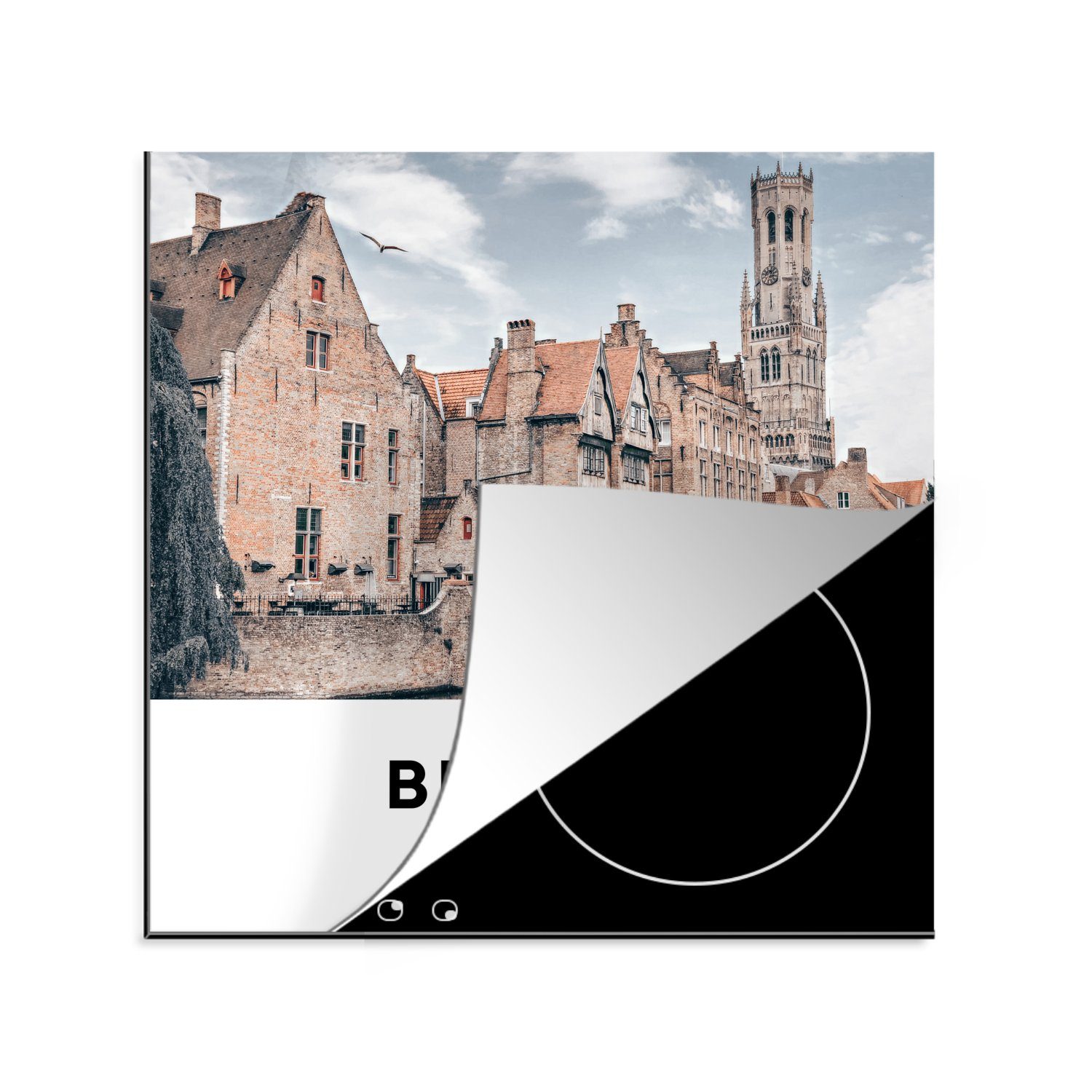MuchoWow Herdblende-/Abdeckplatte Brügge - Belgien - Häuser, Vinyl, (1 tlg), 78x78 cm, Ceranfeldabdeckung, Arbeitsplatte für küche