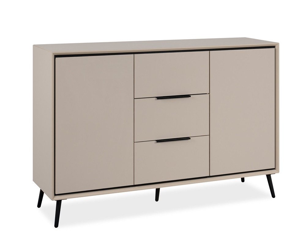 Finori Sideboard Kommode Sideboard Arona mit Schubkästen, sand / schwarz