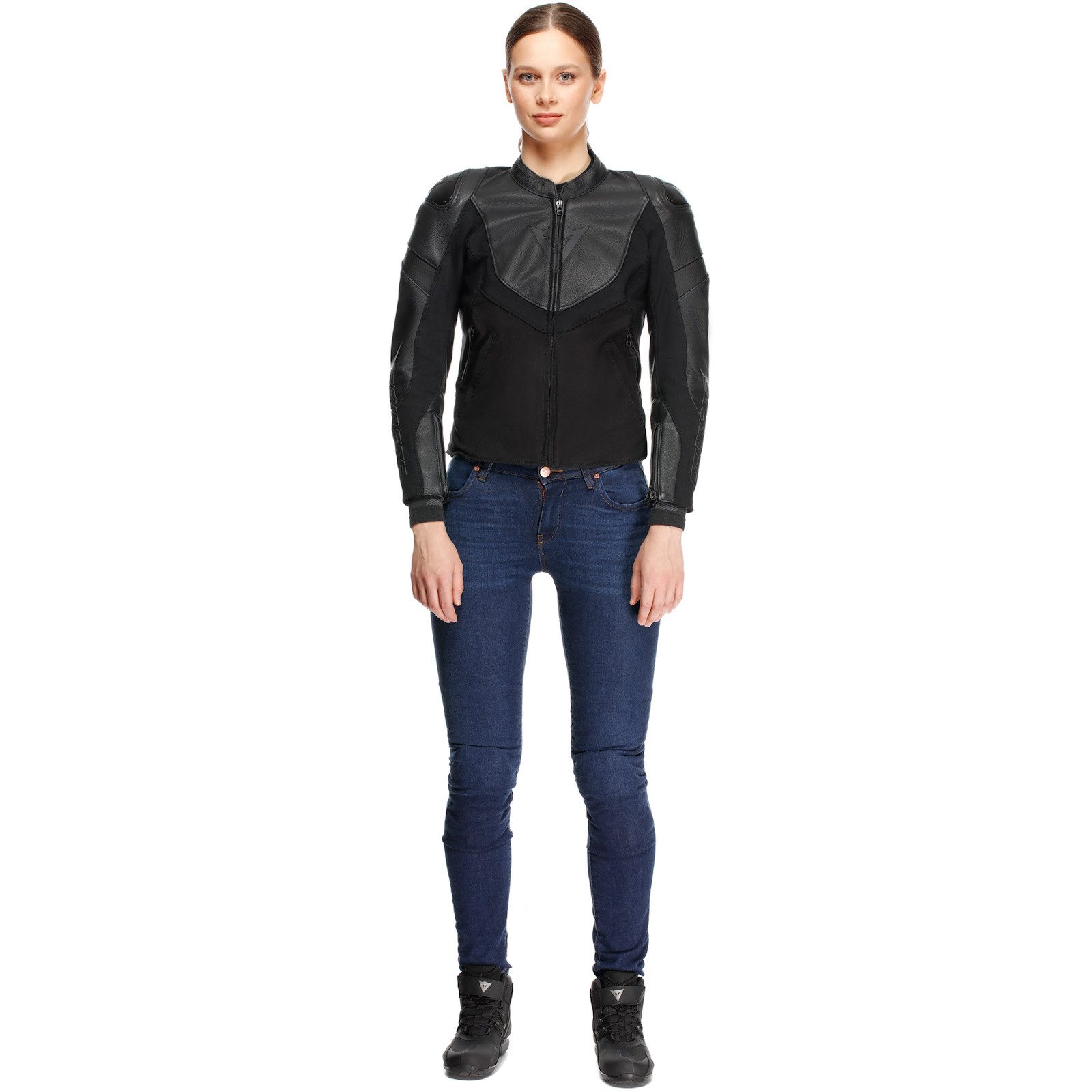 Dainese Motorradjacke Dainese Iperattiva Leder- / Textiljacke Schwarz Damen