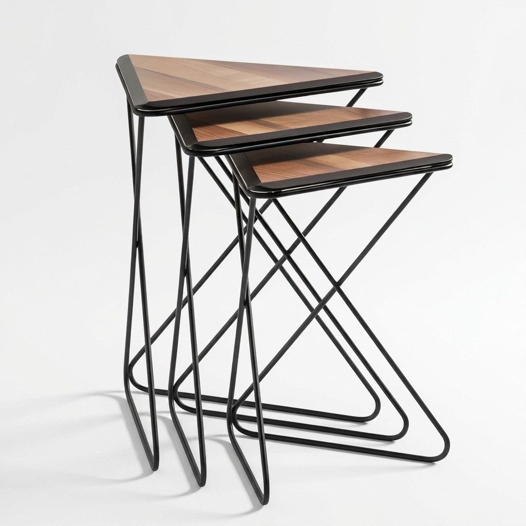 Xlmoebel Beistelltisch Dreieckige Tische - modernes, platzsparendes Design in Stil (3er-Set, 3-St., Maße Beistelltisch 1; Maße Beistelltisch 2; Maße Beistelltisch 3), Made in Europa