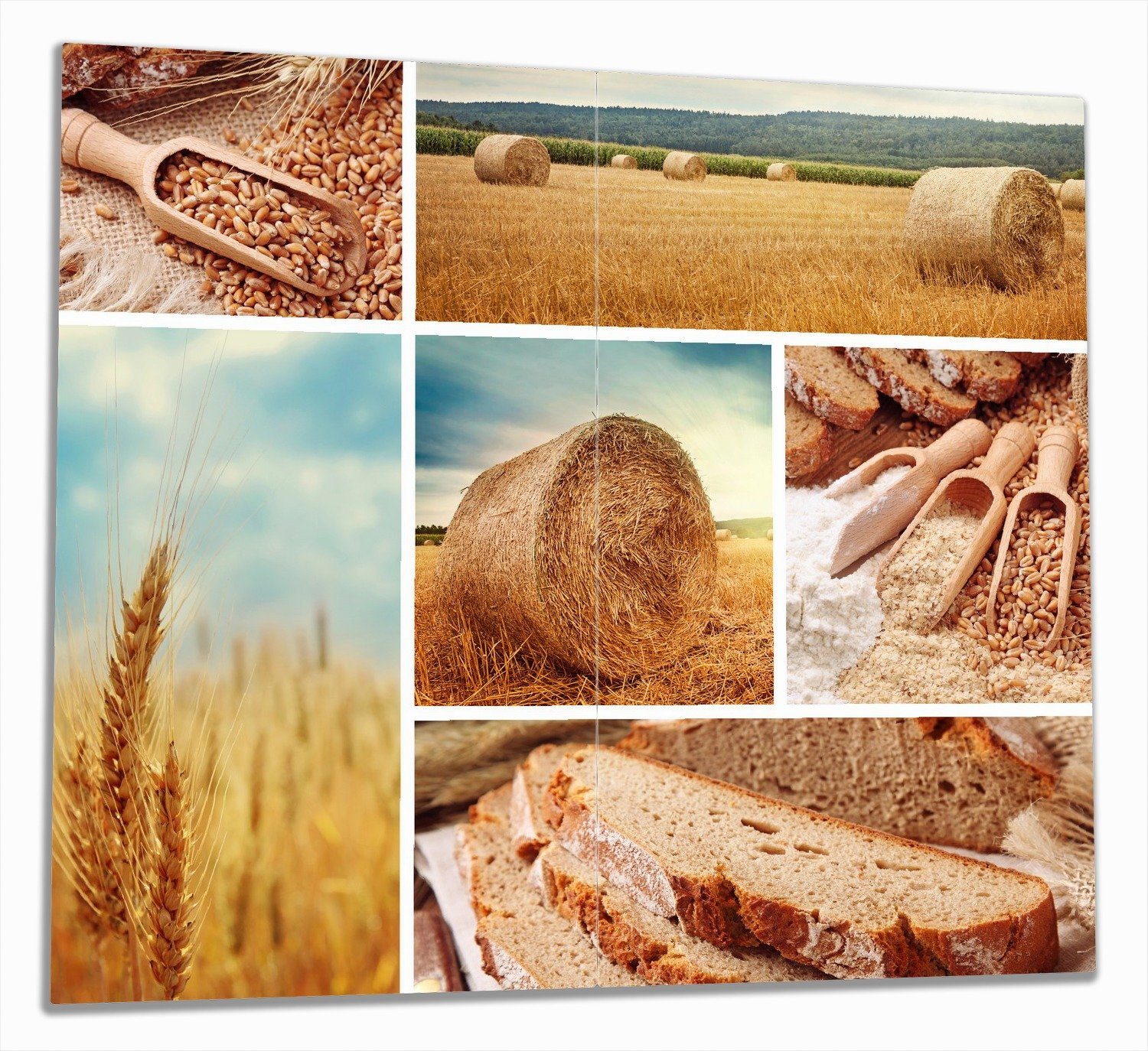 und Weizen inkl. tlg., Herd-Abdeckplatte Mehl zum 5mm 2 verschiedene Wallario (Glasplatte, Vom Noppen), Korn Größen Brot, ESG-Sicherheitsglas,