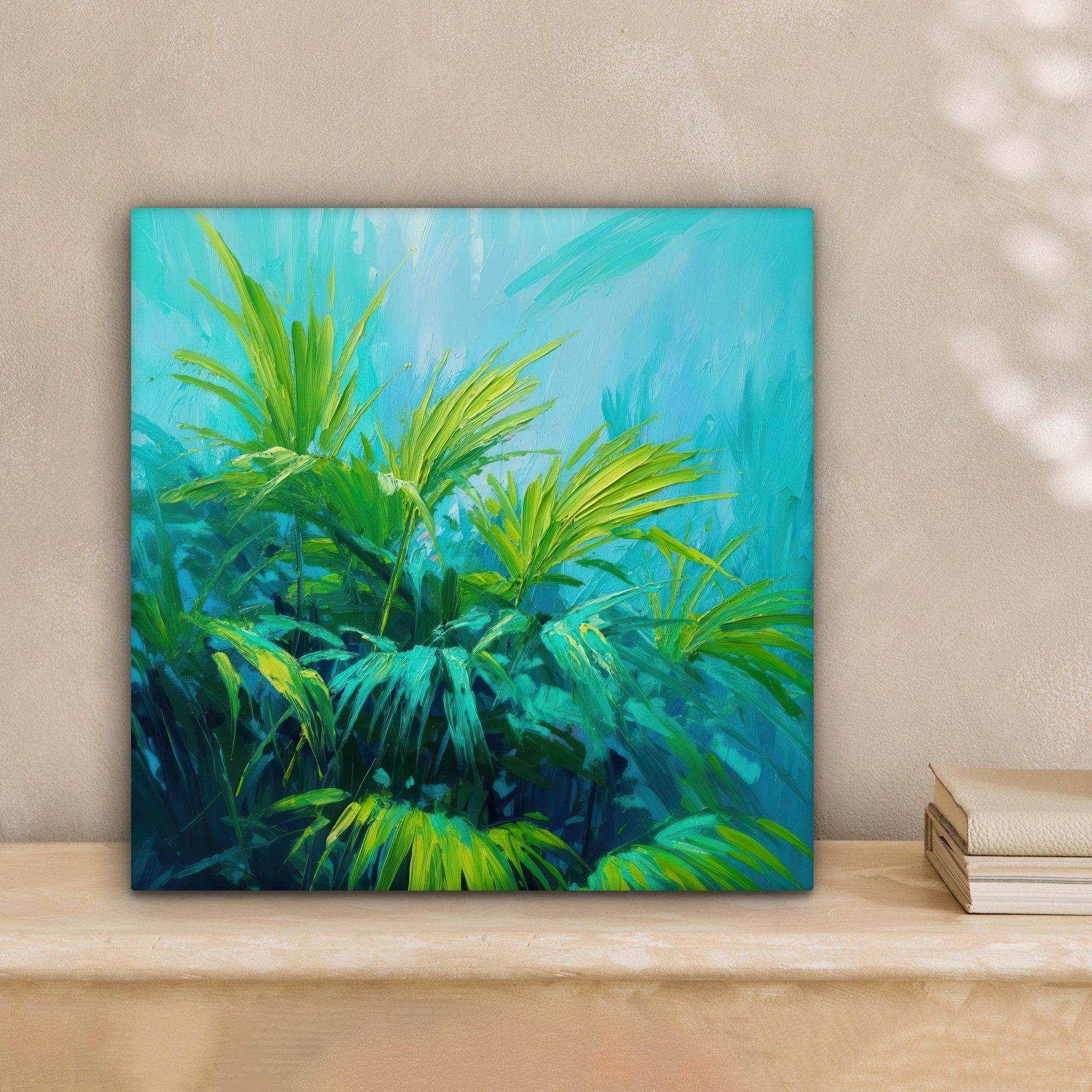 OneMillionCanvasses® Leinwandbild Blätter - Grün - Malerei - Abstrakt, Foto günstig online kaufen