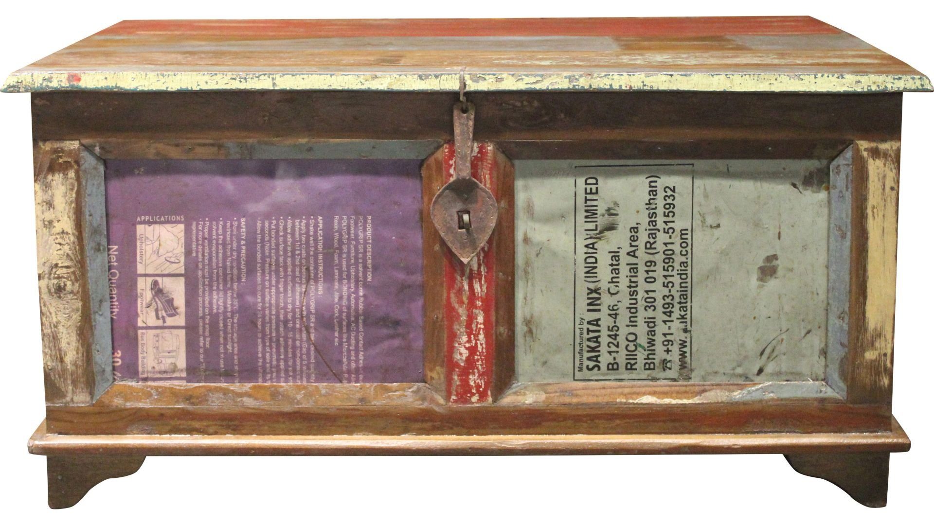 loft24 Truhentisch Glenn, Couchtisch, Wohnzimmertisch mit Stauraum, Massivholz, Shabby Chic