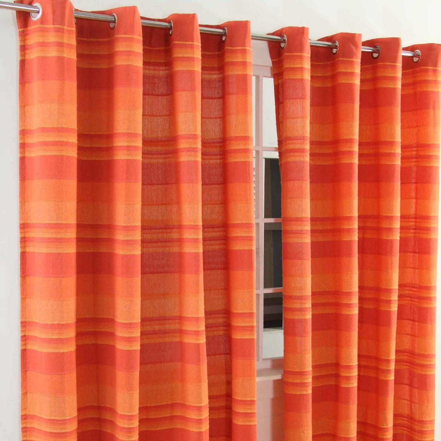 Homescapes Gardine Ösenvorhang Morocco terracotta im 2er Set, 140 x 140 cm