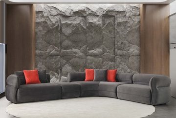 König der Möbel Ecksofa Manhatten L-Sofa individuell einstellbar, Wohnlandschaft mit gebogener Halbmond Form