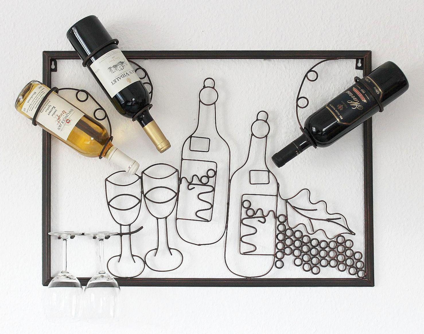 DanDiBo Weinregal mit Glashalter Wand Wandbild 091975 Flaschenständer Metal günstig online kaufen