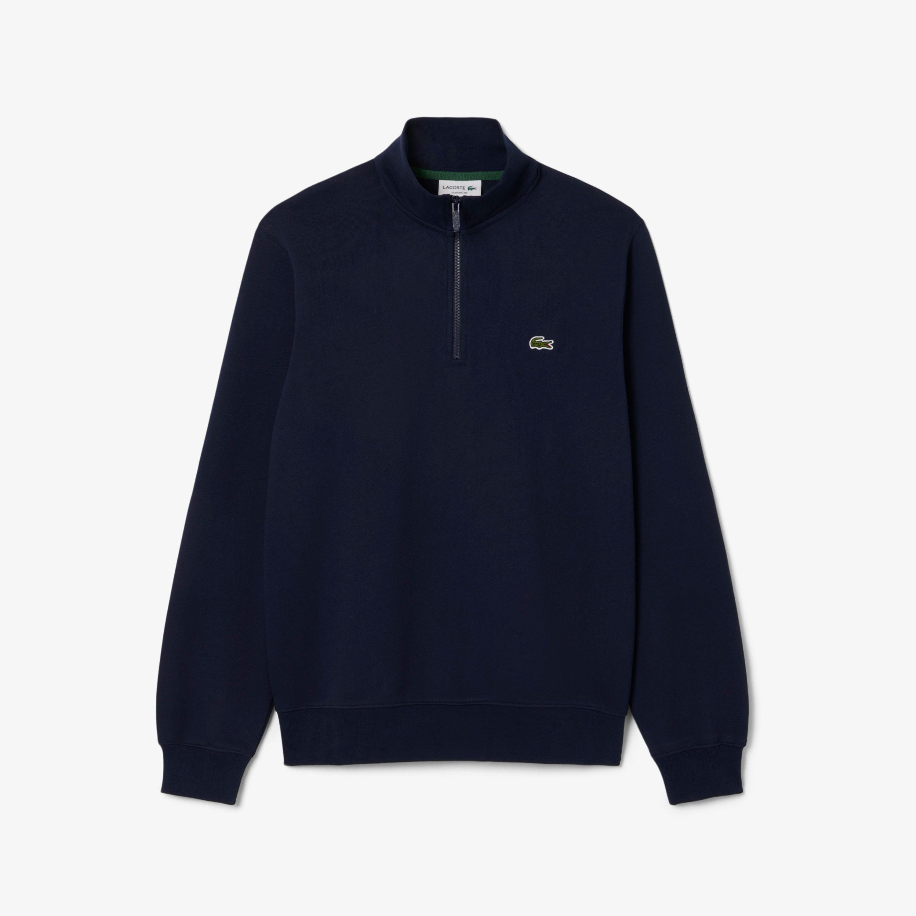 Lacoste Sweatshirt mit Reißverschluss und Stehkragen, Classic Fit, reine Baumwolle