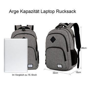 TAN.TOMI Notebook-Rucksack Laptoprucksack mit USB-Ladeanschluss Rucksack für 15.6 Zoll Laptop, Schulerucksack für Arbeit Wandern Reisen Camping Schulrucksack Herren