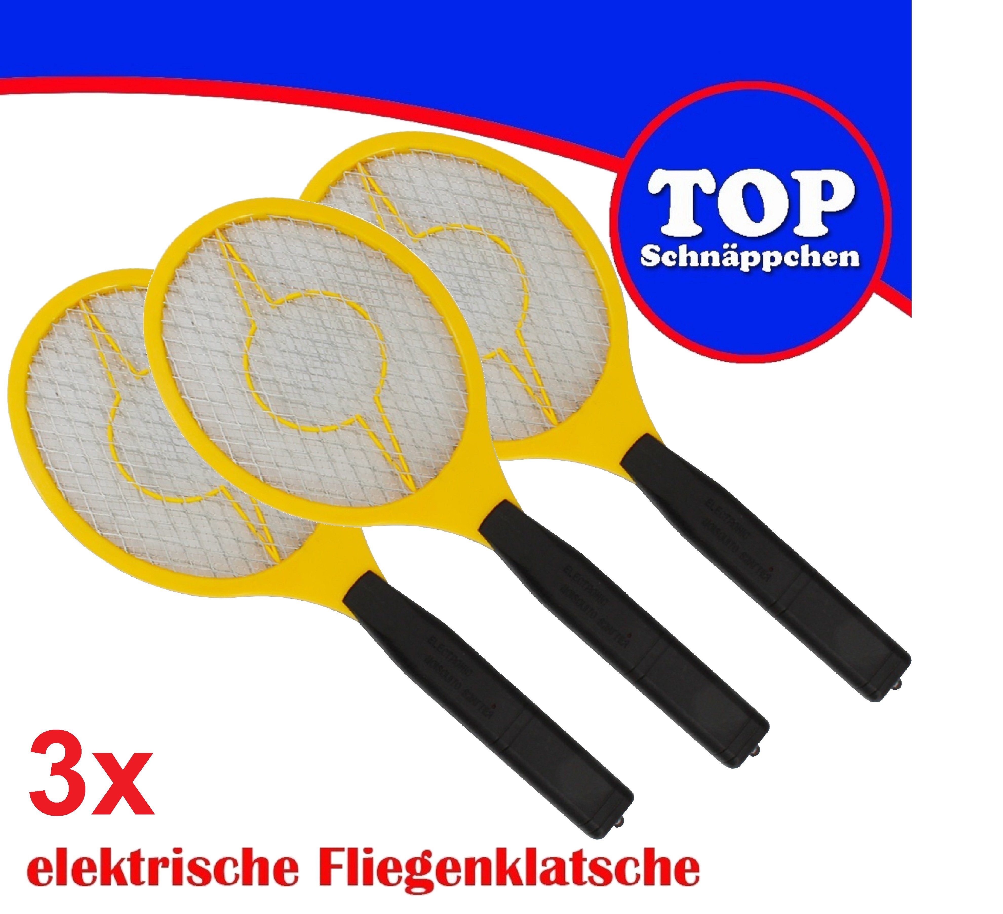 TRANGO Moskitonetz (3er Pack FL2004-3 elektrische Fliegenklatsche - Mückenfänger - Obstfliegenfänger, 3 St., Fliegenfänger – Spinnenfänger), Mückenjäger – Fliegenschläger - Betrieb mit 2X AA 1.5 Volt Batterie