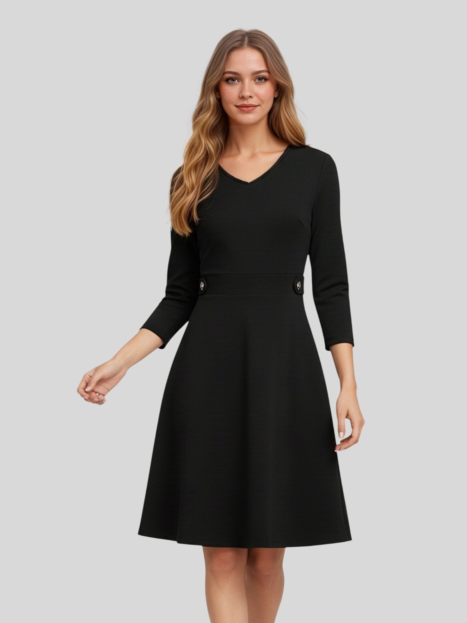 LAPA PLUS Midikleid Klassische elegante 3/4-Ärmel günstig online kaufen