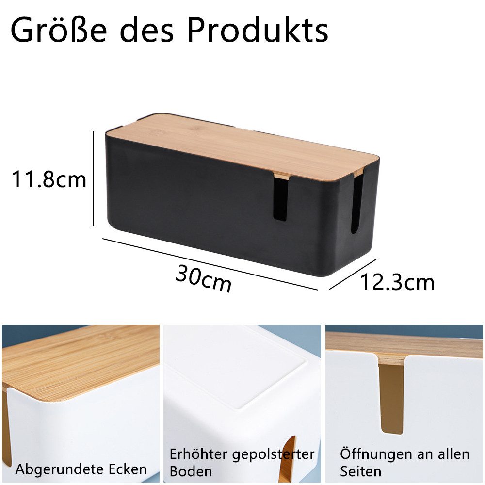 NUODWELL Kabelbox Kabelmanagement-Box mit Bambusdeckel, Büro günstig online kaufen