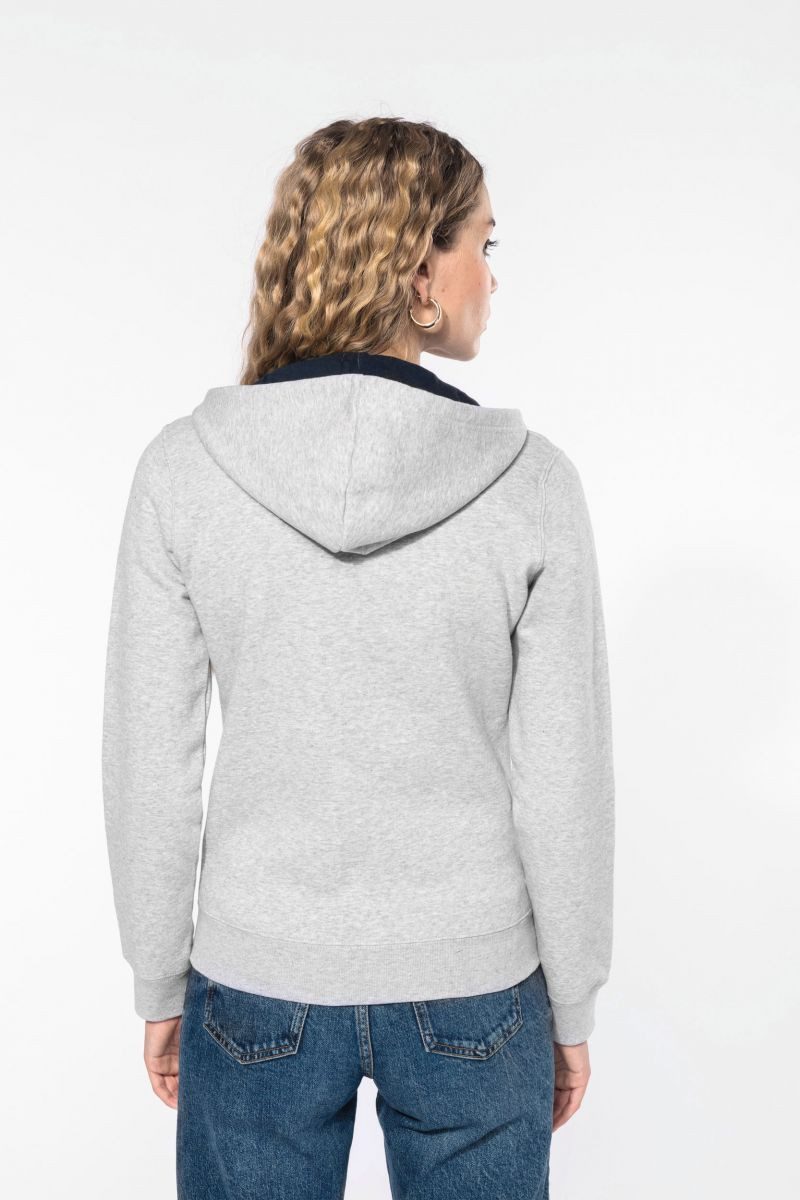 Kariban Kapuzensweatjacke DAMEN-KAPUZENSWEATSHIRT BICOLOR mit Reißverschluss