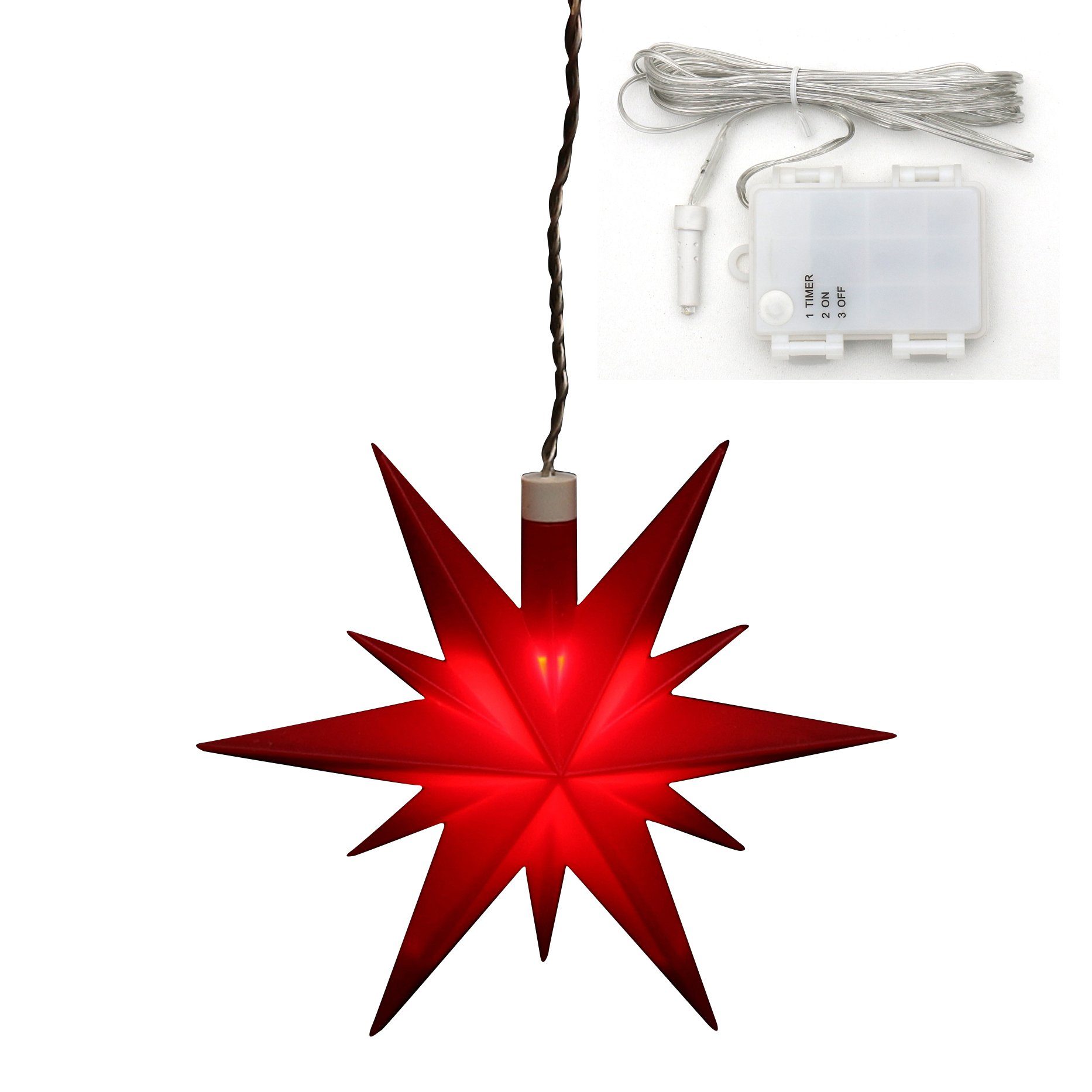 Dekohelden24 Dekostern Weihnachtsstern aus Kunststoff in rot