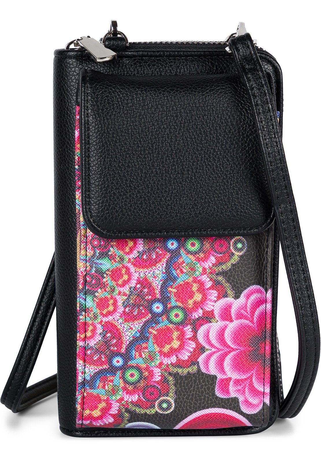 RFID Ethno styleBREAKER Schutz Blüten Bag Blumen - Bag Mini Mini (1-tlg), Schwarz-Rot-Pink