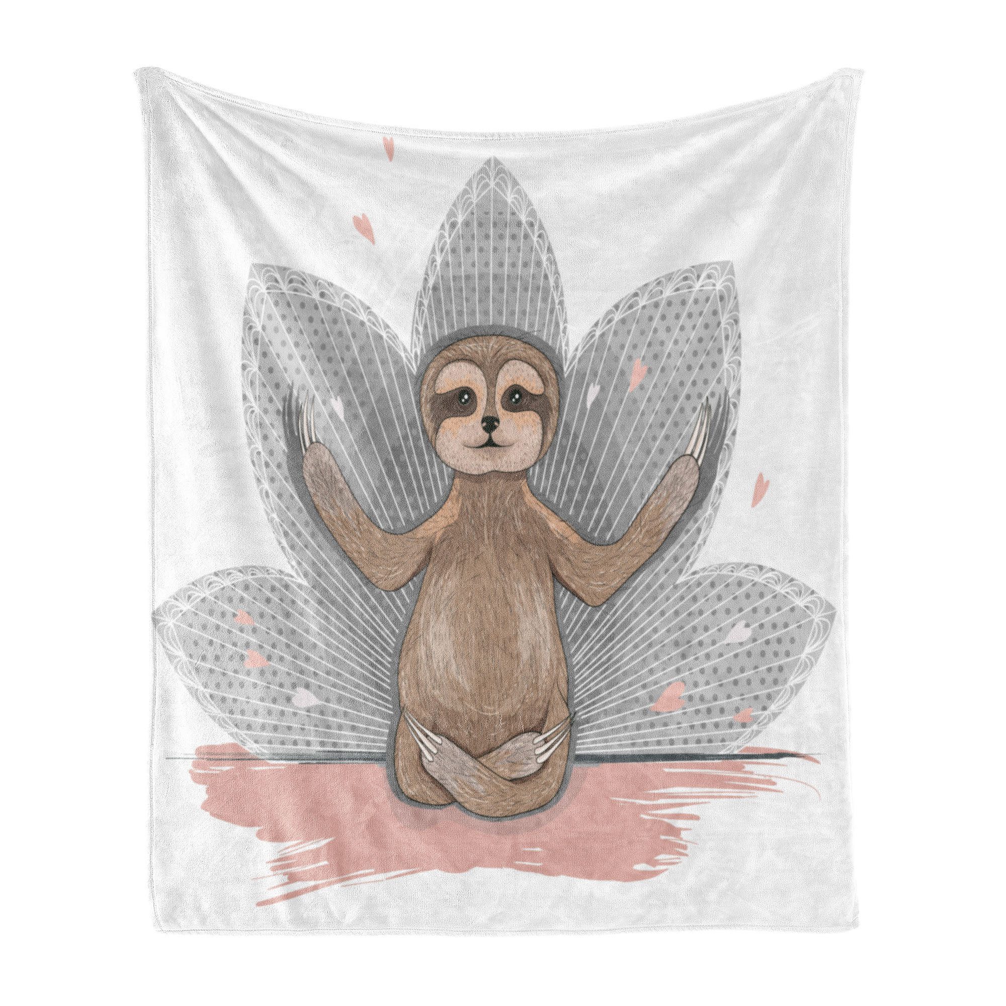 Wohndecke Gemütlicher Plüsch für den Innen- und Außenbereich, Abakuhaus, Faultier Kleine Sloth Meditation