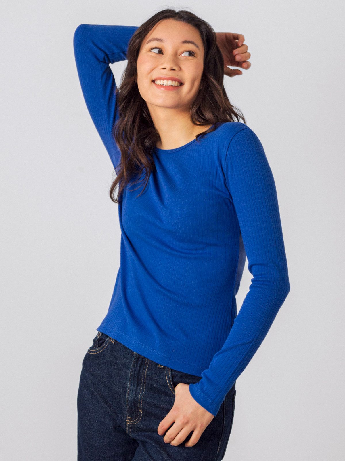 HONEST BASICS Langarmshirt Damen, Geripptes mit Rippstoff aus Bio-Baumwolle günstig online kaufen