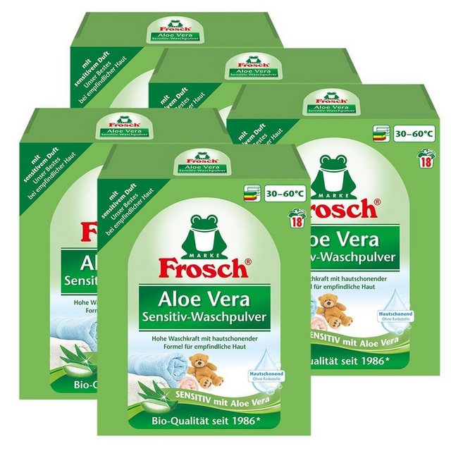 FROSCH Frosch Aloe Vera Sensitiv-Waschpulver 1,35 kg (5er Pack) Vollwaschmittel