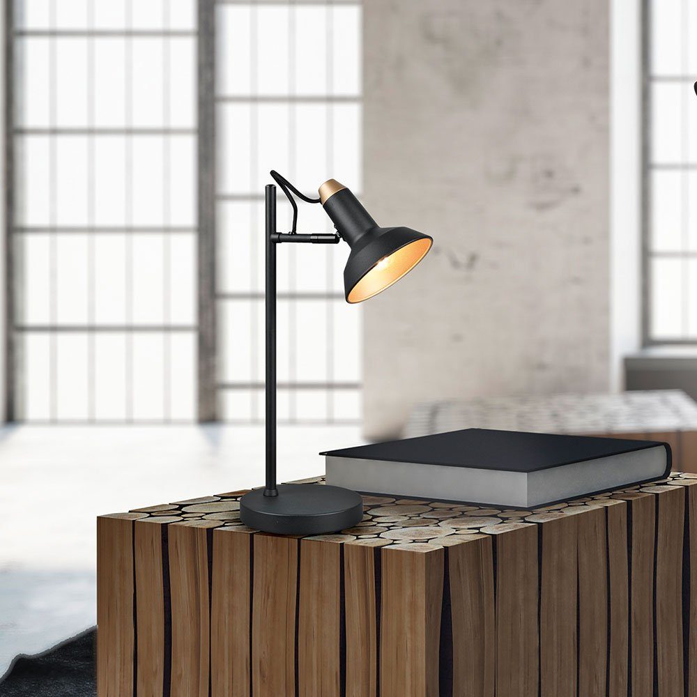TRIO Leuchten Schreibtischlampe, Leuchtmittel nicht inklusive, Tischlampe Nachttischleuchte Metall schwarz Spot beweglich H 43 cm