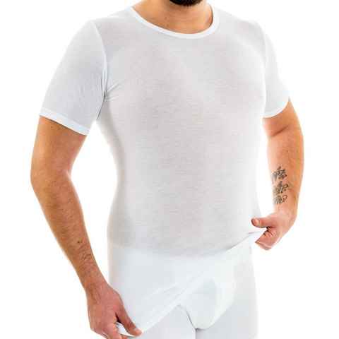 HERMKO Unterziehshirt 3847 Herren extralanges kurzarm Shirt (10cm) Unterhemd 100% Baumwolle