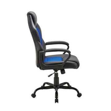 Zedelmaier Bürostuhl ergonomisch chefsessel bürostuhl, Gaming Stuhl Drehstuhl, mit Wippfunktion höhenverstellbar Schreibtischstuhl Schwarz und Blau