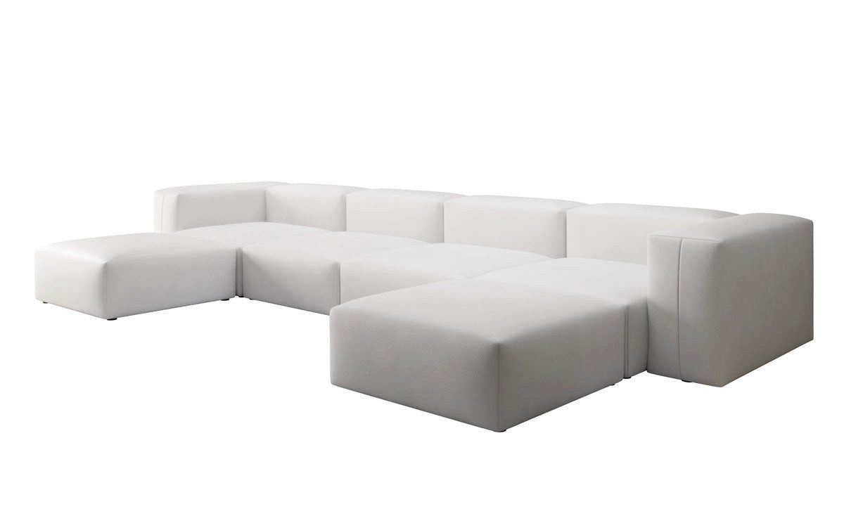 Luxusbetten24 Wohnlandschaft Designer U Sofa Snug, aus echtem Leder