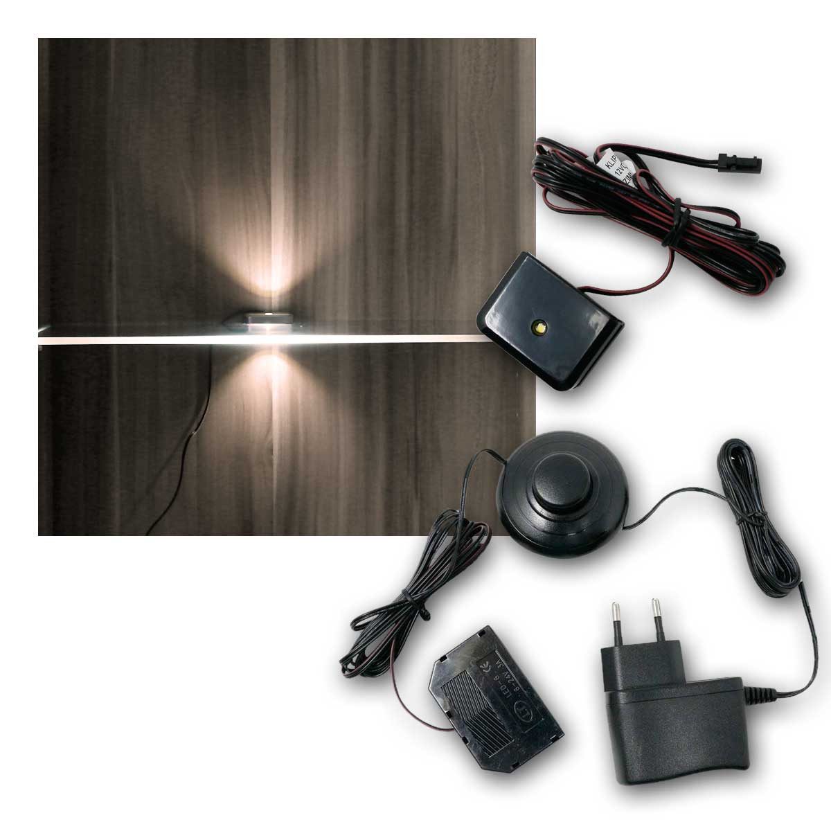 world-trading-net LED Glaskantenbeleuchtung 1er SET Clip-3D schwarz Glasbodenbeleuchtung, kw, kaltweiß