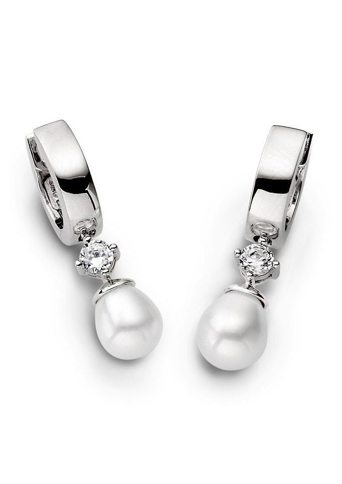 Amor Paar Creolen, mit Kristall - mit Süßwasserzuchtperle