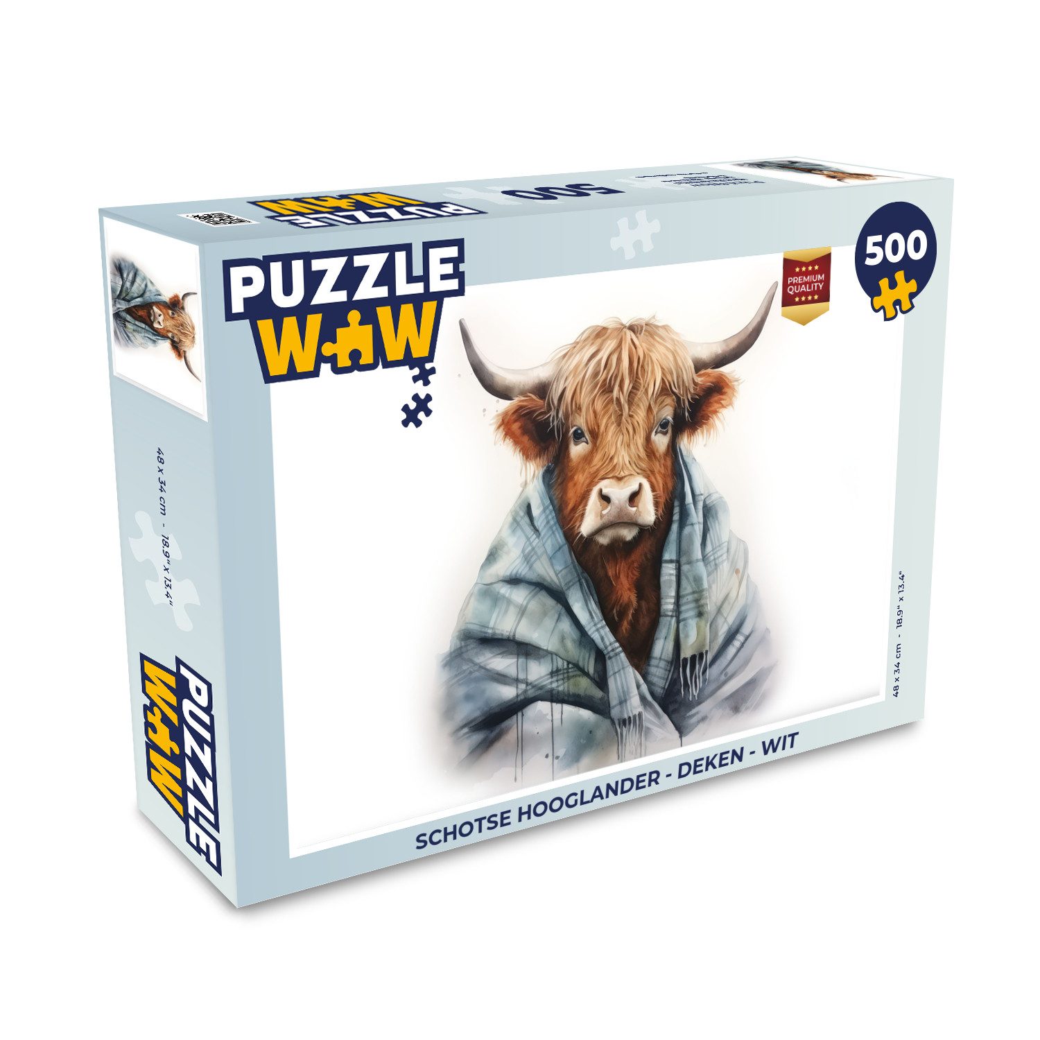 MuchoWow Puzzle Schottischer Highlander - Decke - Weiß, 500 Puzzleteile, Foto-Puzzle, Bilderrätsel, Puzzlespiele, Spielzeug