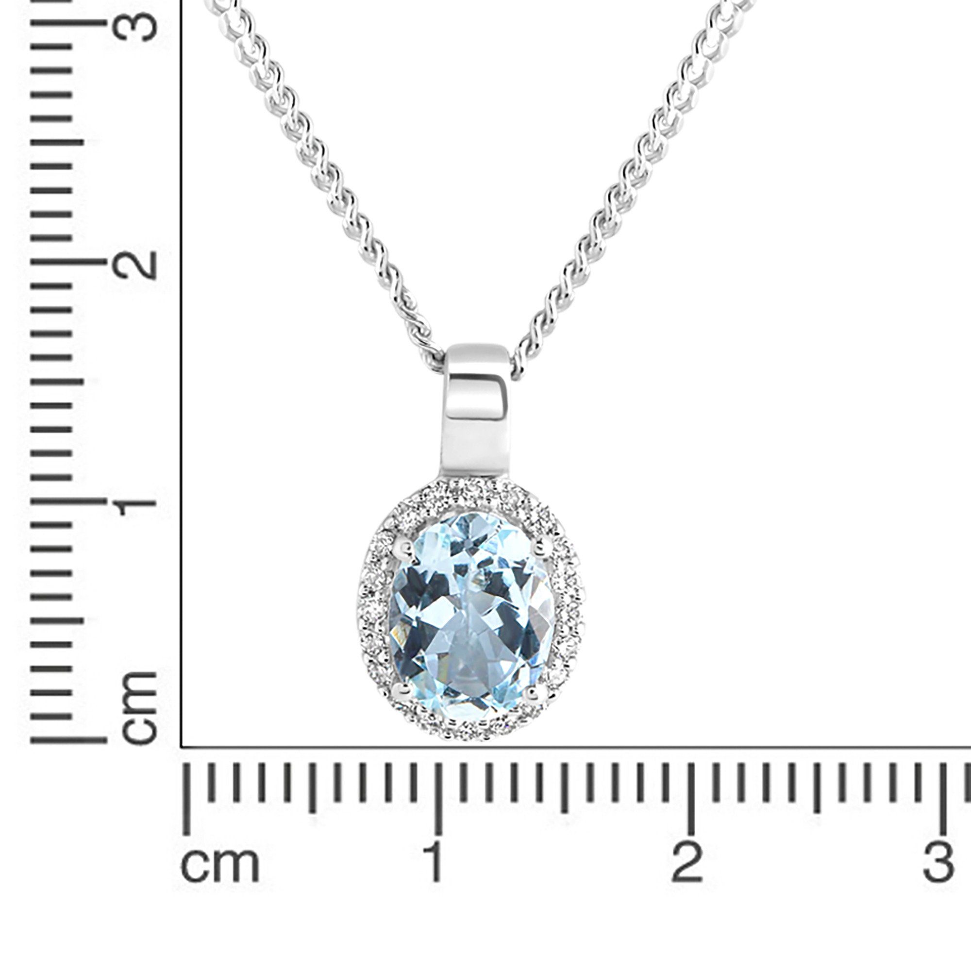 Diamonds by Ellen K. Kette mit Anhänger Weißgold 585 mit echtem Aquamarin und 20 Diamanten zus. 0,09ct.