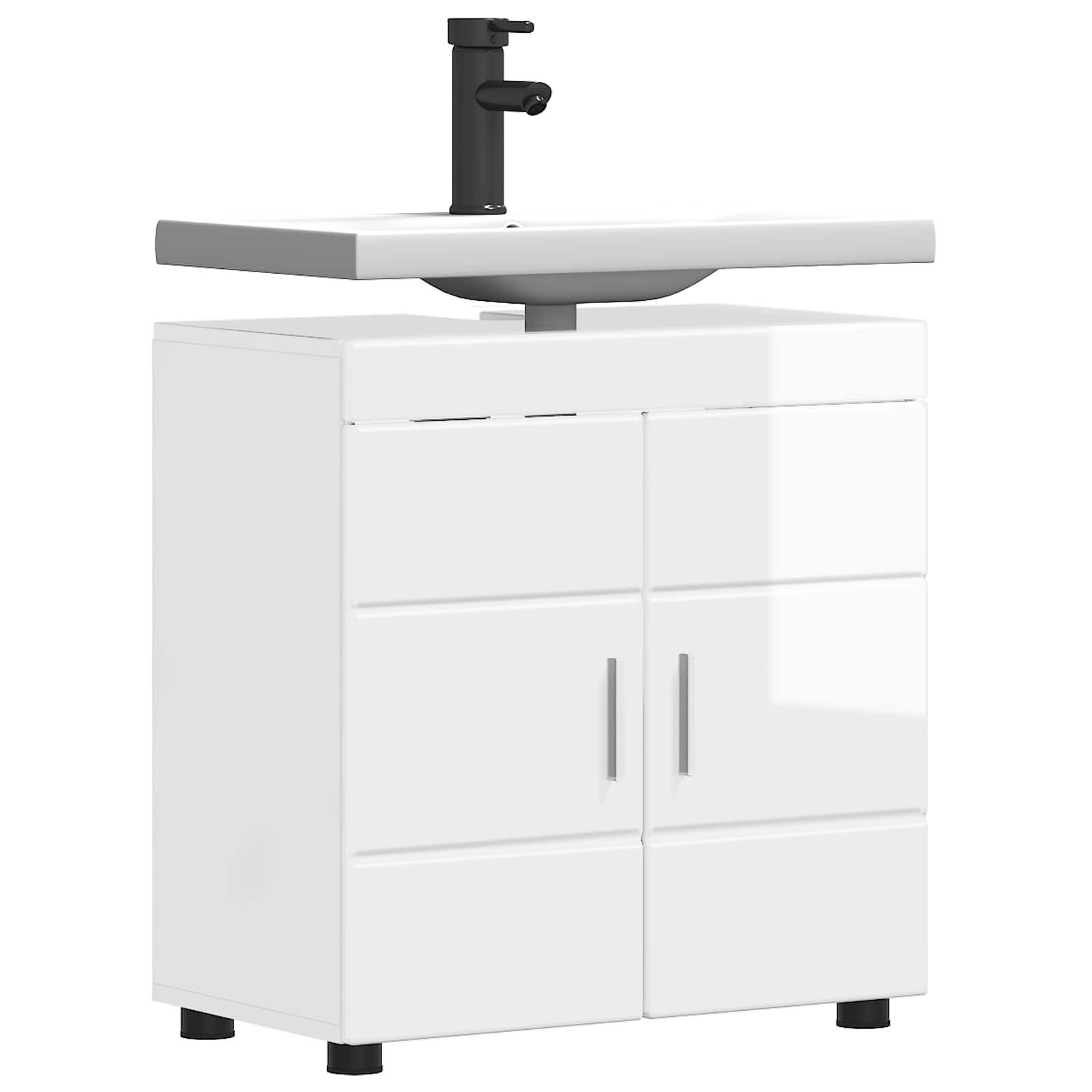 vidaXL Badezimmerspiegelschrank Badezimmerschrank-Set TULUM Hochglanz Weiß 60 x 34 x 63 cm (1-St) – Bild 3 von 5