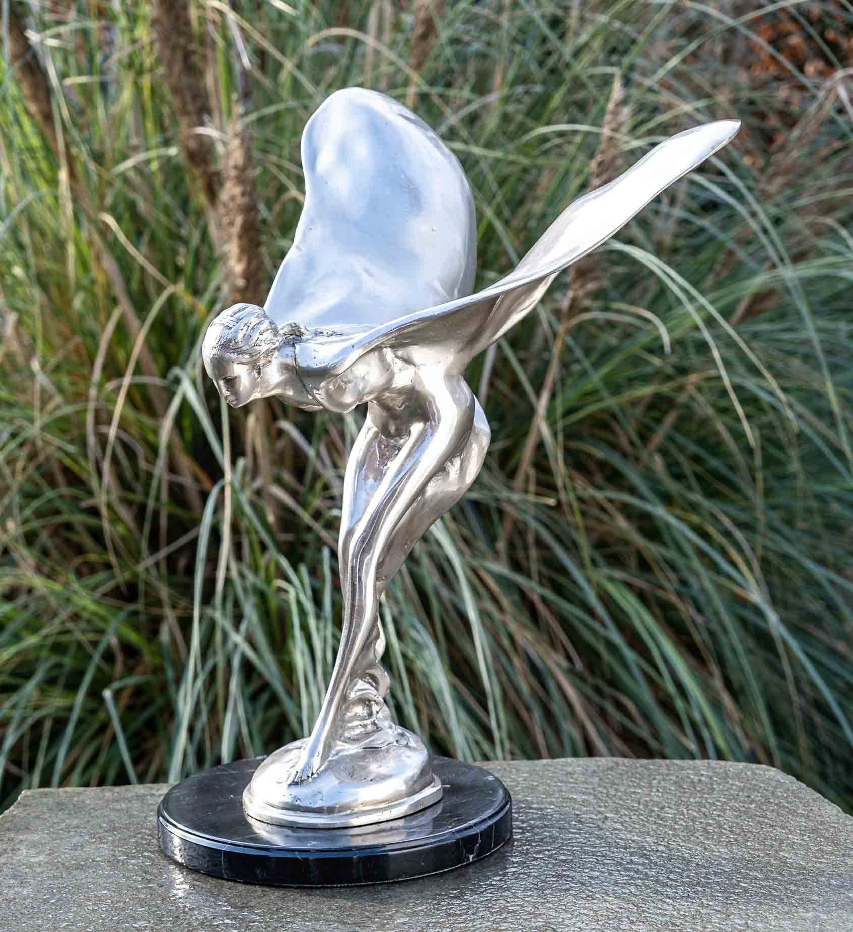IDYL Dame, Bronze silber Bronze-Skulptur Fliegende IDYL Gartenfigur