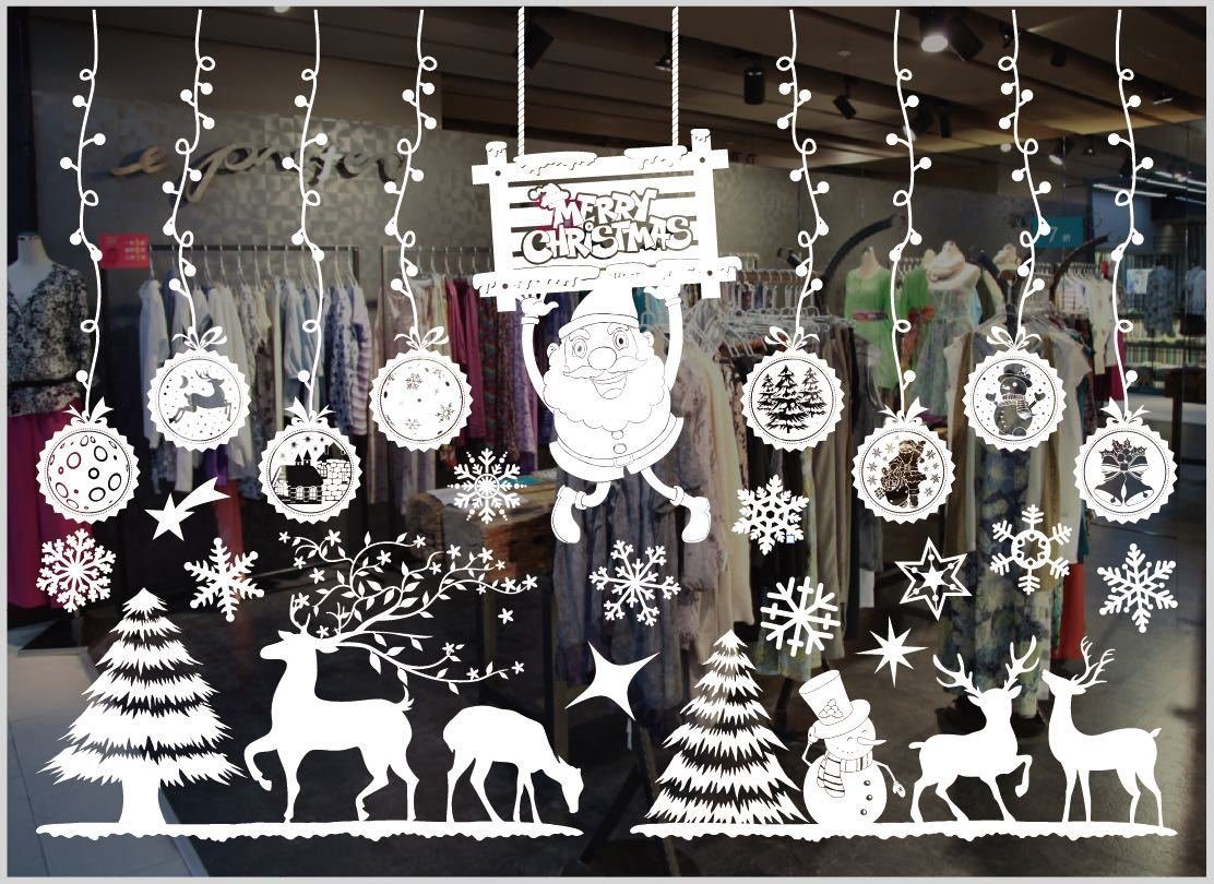 Aufkleber Weihnachtsdeko Fenster PVC Schneeflocken Fensterdeko