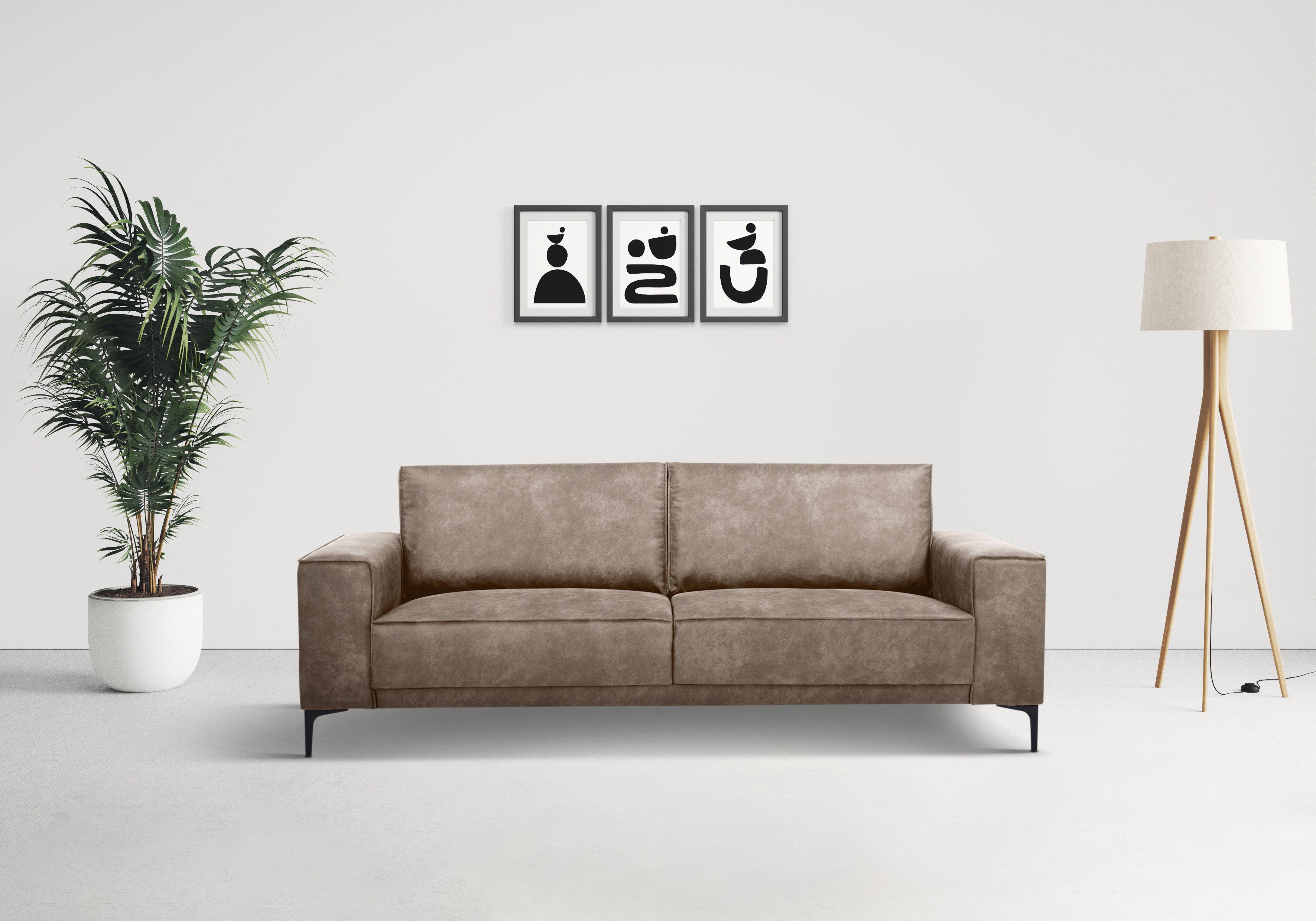 Places of Style 3-Sitzer "3er Sofa Oland, Struktur, Flachgewebe, Luxus-Micr günstig online kaufen