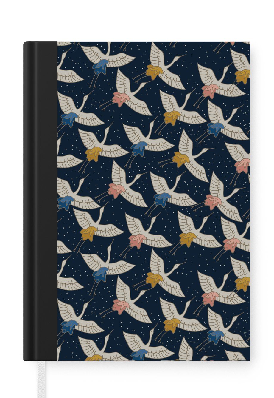 MuchoWow Notizbuch Vögel - Nacht Tagebuch, - Merkzettel, Japan Muster, Seiten, 98 A5, - Haushaltsbuch Notizheft, Journal