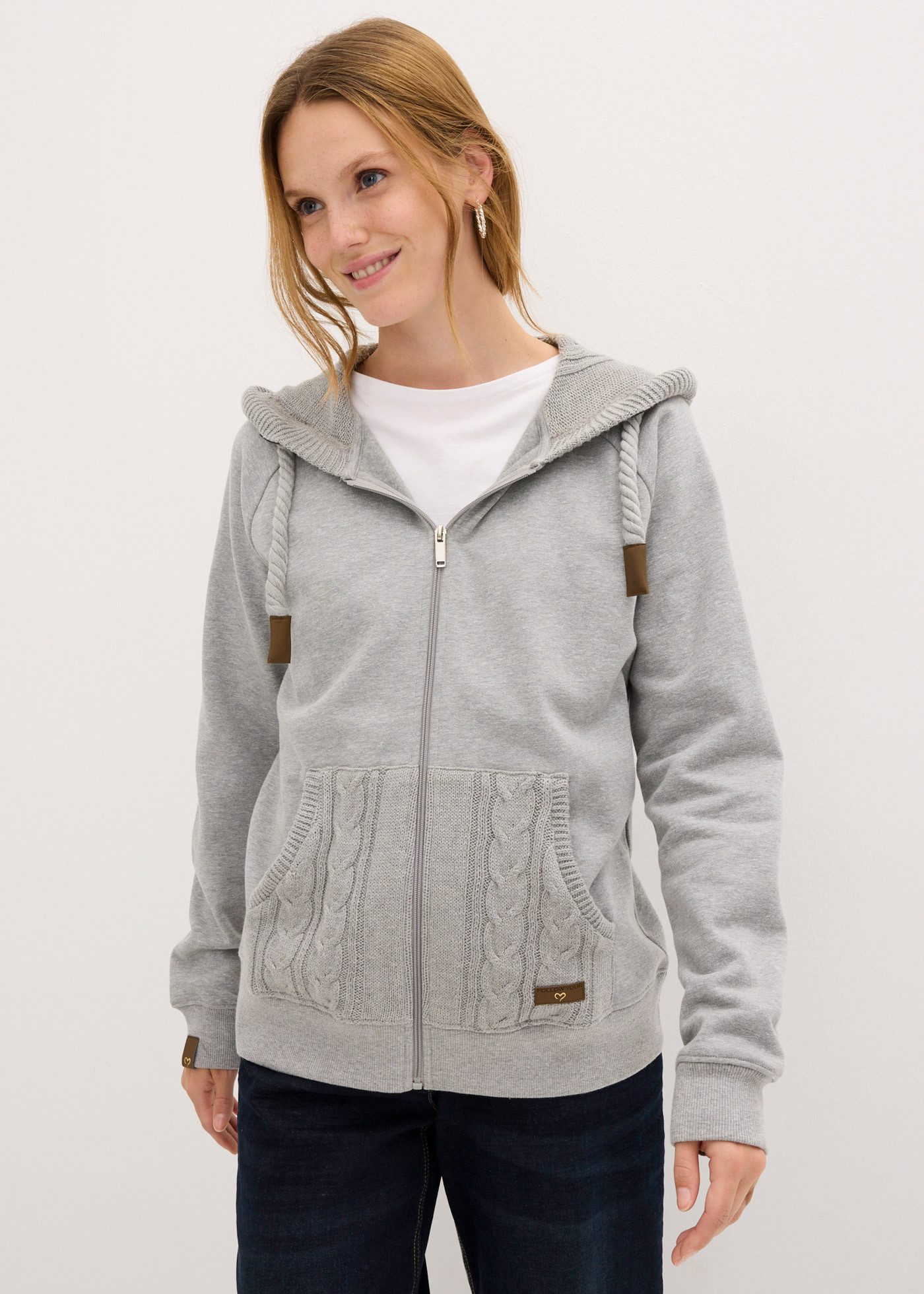 bonprix Kapuzensweatjacke mit Strickkapuze günstig online kaufen