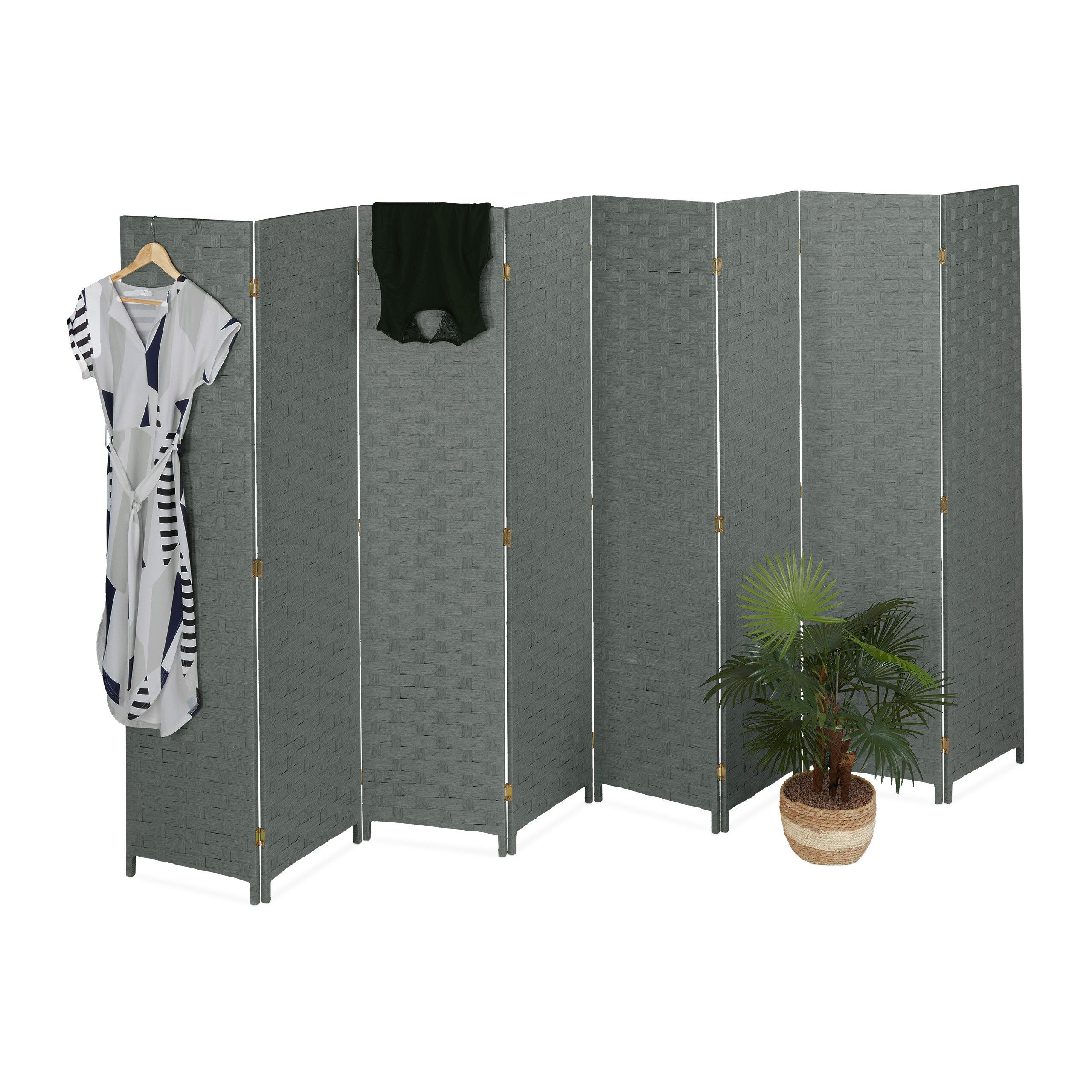 relaxdays Paravent Raumteiler 8-teilig (8 St), grau