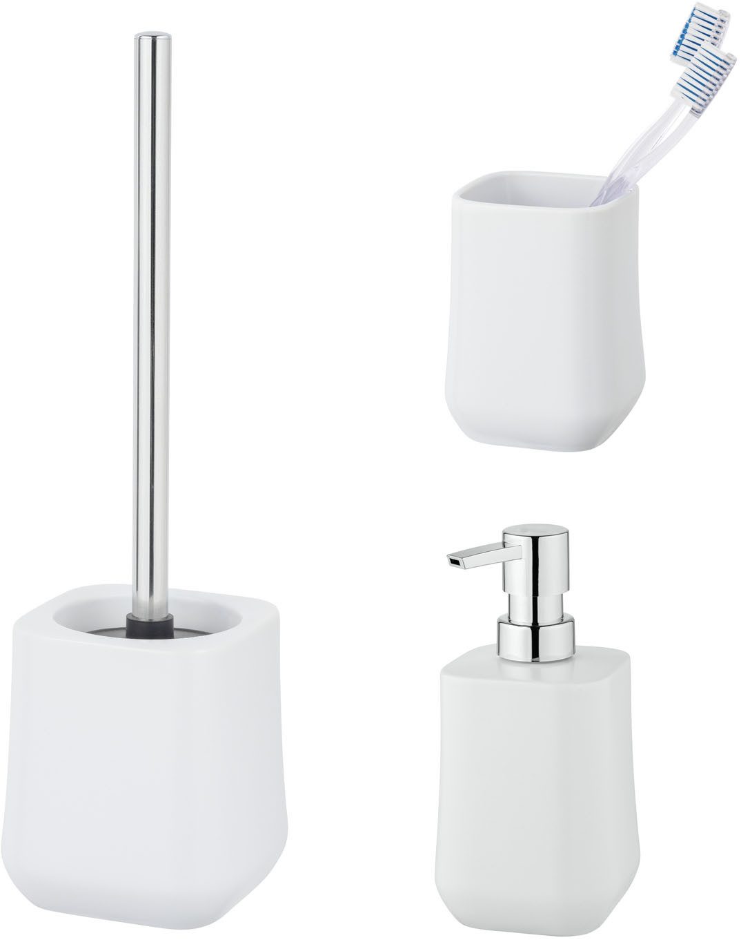 SCHÖNER WOHNEN-Kollektion Badaccessoire-Set »Adine«, Set, aus Keramik, mit Zahnputzbecher, Seifenspender und WC-Garnitur