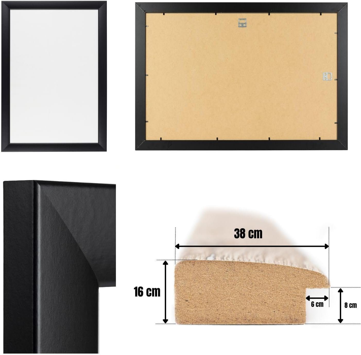 Clamaro Bilderrahmen, Bilderrahmen Schwarz Matt Neo Collage nach Maß modern Holz