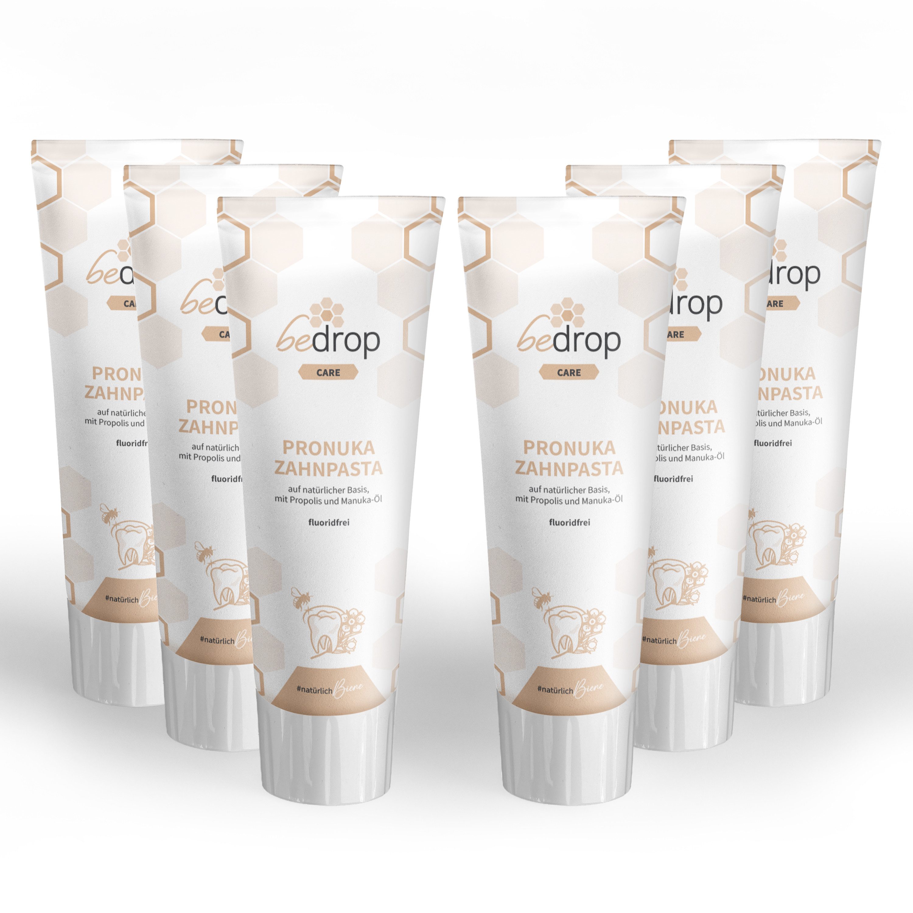 bedrop Zahnpasta Pronuka mit Propolis & Manuka-Öl, fluoridfrei & ohne Titandioxid, (Zahnpasta ohne Fluorid I Fluoridfrei I Zahnpasta weiße Zähne I Zahncreme) sanfte Zahnpflege und frischen Atem – ganz ohne Fluorid