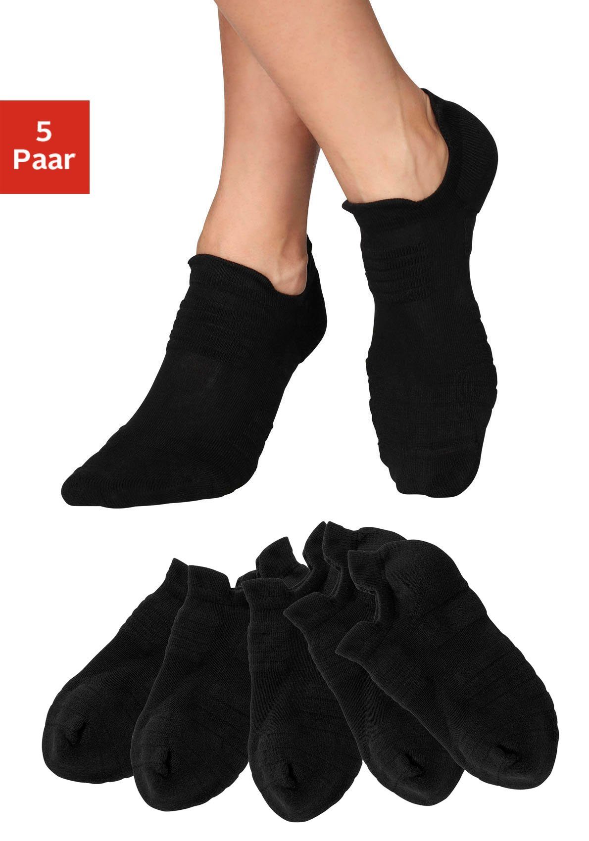 ACTIVE Details 5-Paar) schwarz mit Frottee LASCANA (Set, Sneakersocken 5x