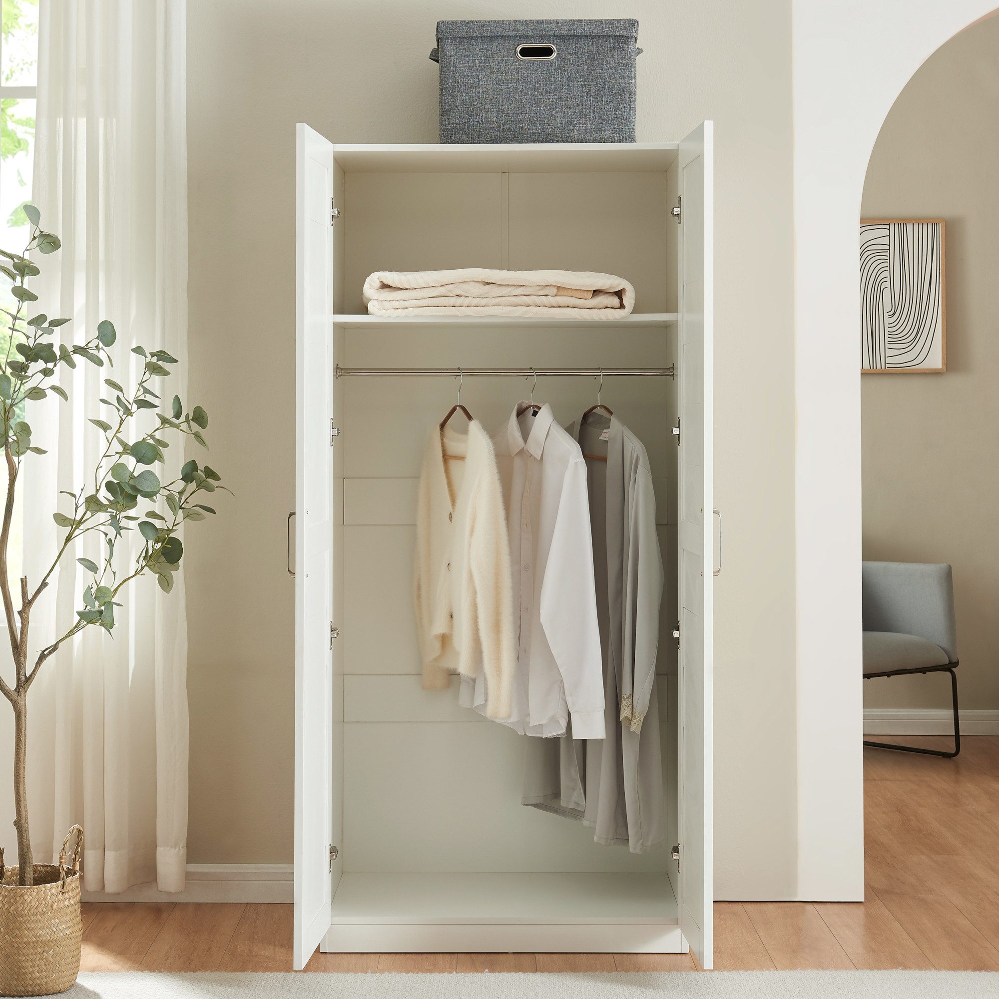 en.casa Kleiderschrank »Finning« 1 Stange, 1 günstig online kaufen