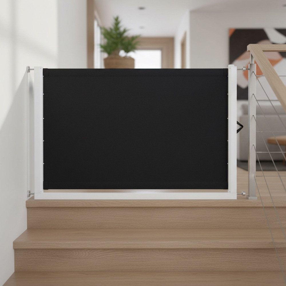 Melko Treppenschutzgitter Ausziehbares Absperrgitter für Tür und Treppe, Wandmontage (Einzelset, Set bestehend aus Treppenschutzgitter mit Befestigungsmaterial), Platzsparendes, ausziehbares Sicherheitsgitter für Türen und Treppen