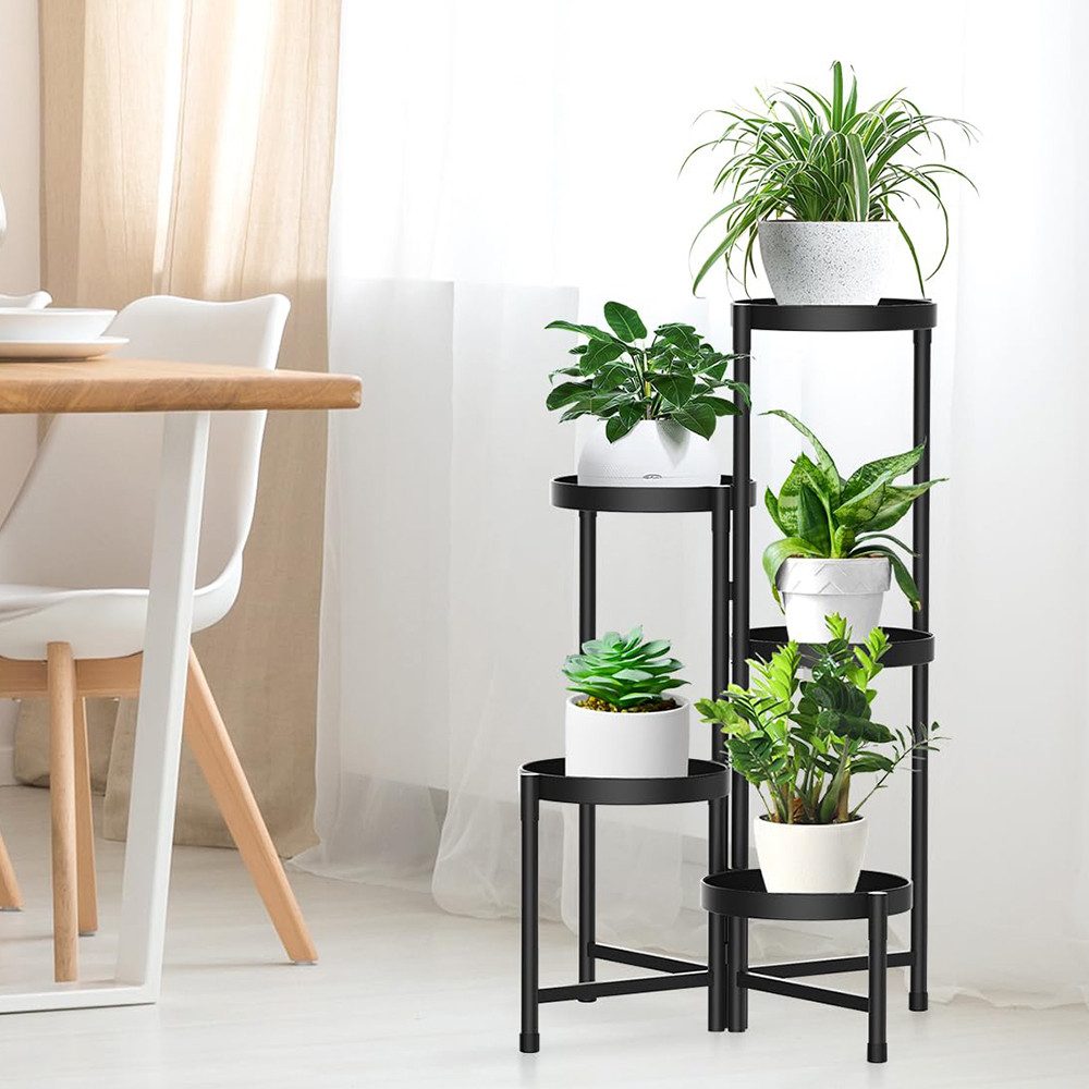 Blumenständer Metall Pflanzenständer Blumentopfständer 5 Etagen Pflanzenregal 80cm