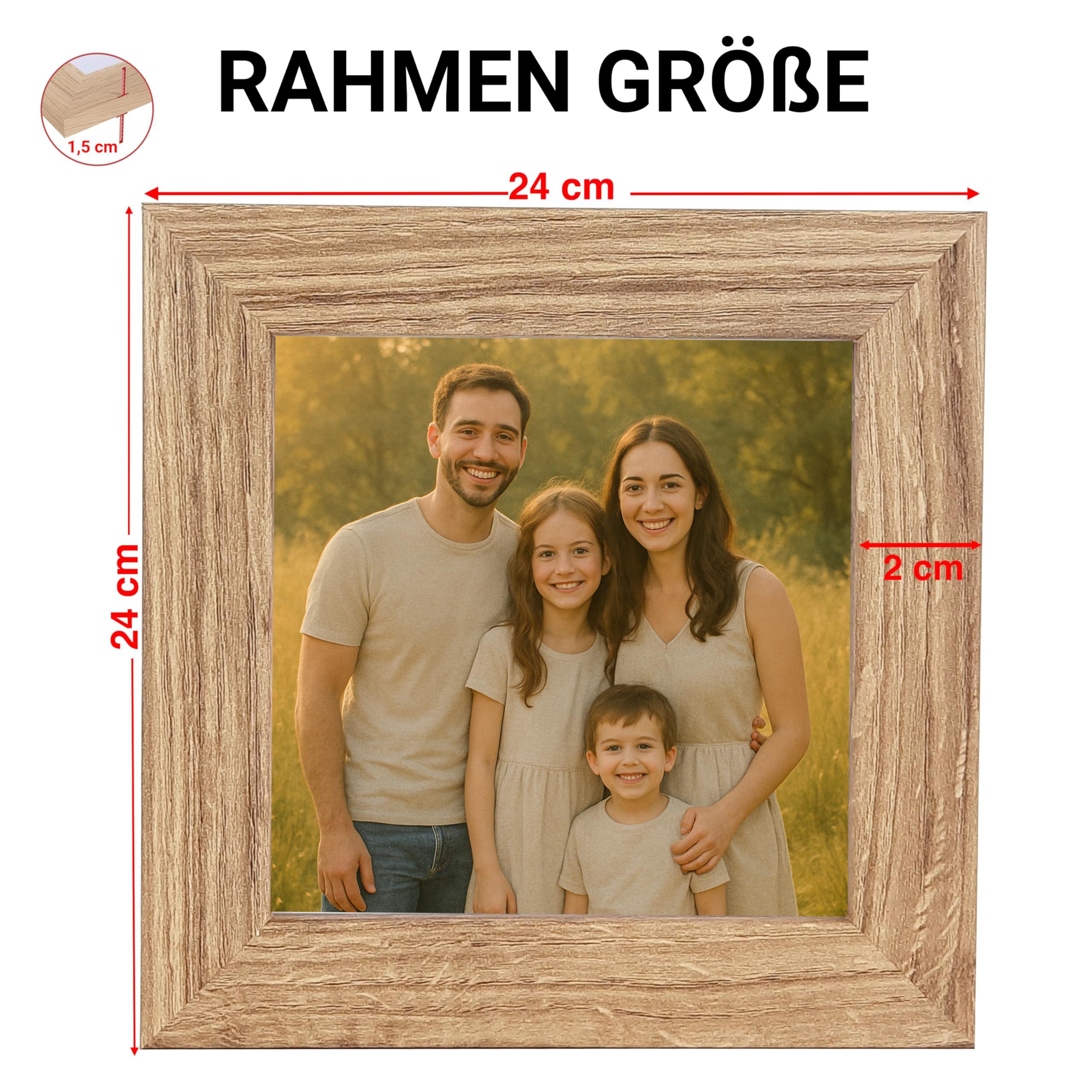 CABBEL Bilderrahmen MDF Holzrahmen Fotorahmen modern Collagen Foto Poster Galerie Wanddeko, für 1 Bilder (1 St), 18x24 cm Eiche Wohnzimmer elegant Schmal Fotoga – Bild 3 von 5
