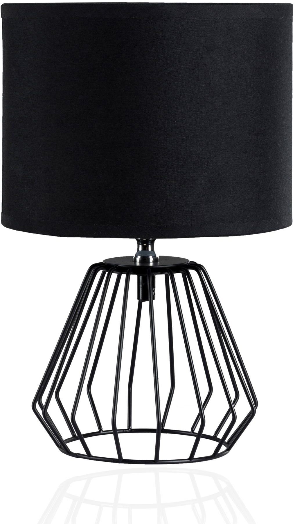 Pauleen LED Tischleuchte Shiny Diamond, Leuchtmittel wechselbar, Warmweiß, E27, 3step dimmbar, Schwarz, Draht, Stoffschirm