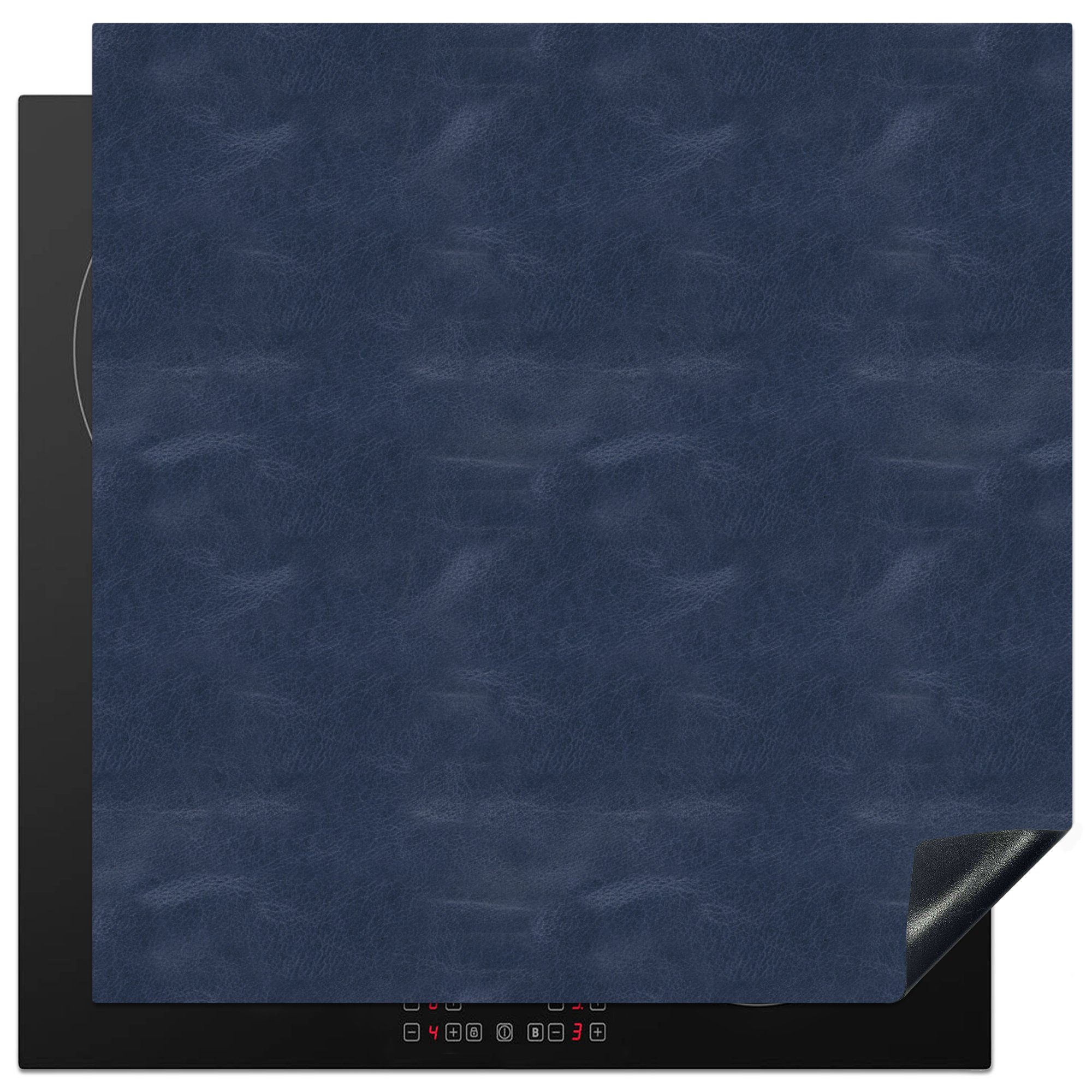 MuchoWow Herdblende-/Abdeckplatte Induktionsschutz - Leder - Blau - Tiere, Vinyl, (1 tlg), 78x78 cm, Ceranfeldabdeckung, Arbeitsplatte für küche