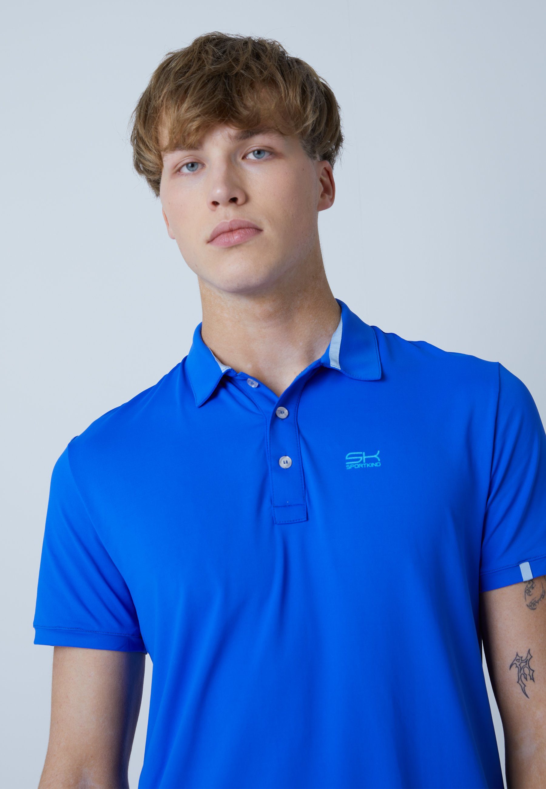 SPORTKIND Funktionsshirt Golf Polo Herren & Jungen Kurzarm kobaltblau Shirt