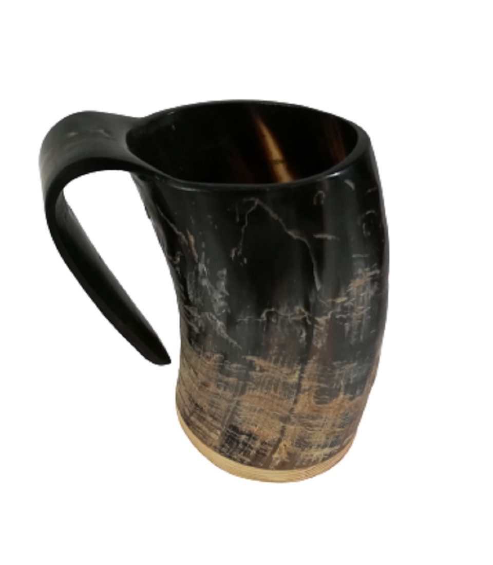 hornerey Bierkrug Hornbecher mit Henkel, 0,3l - 0,4l